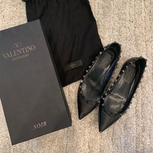 Valentino Noir Rockstud Flats Size 37 1/2